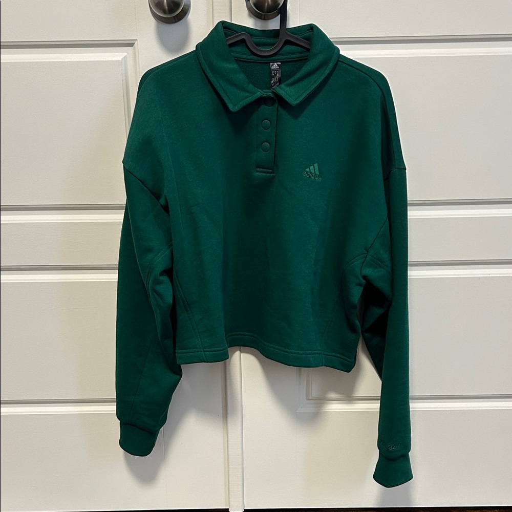 NWT Adidas Women's Small Green Polo Sweatshirt